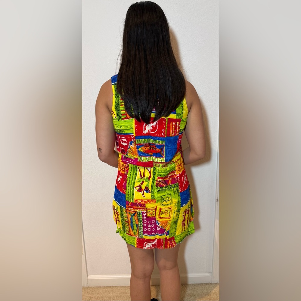 Colorful Patchwork Patterned Sun Dress Small - Picture 9 of 9